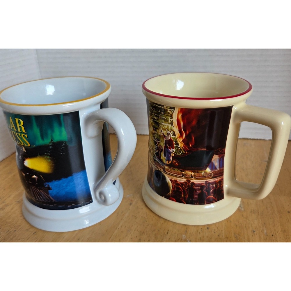Warner Bros. The Polar Express Movie Train Ride 3D Embossed Ceramic Mug Set of 2 - Picture 3 of 16